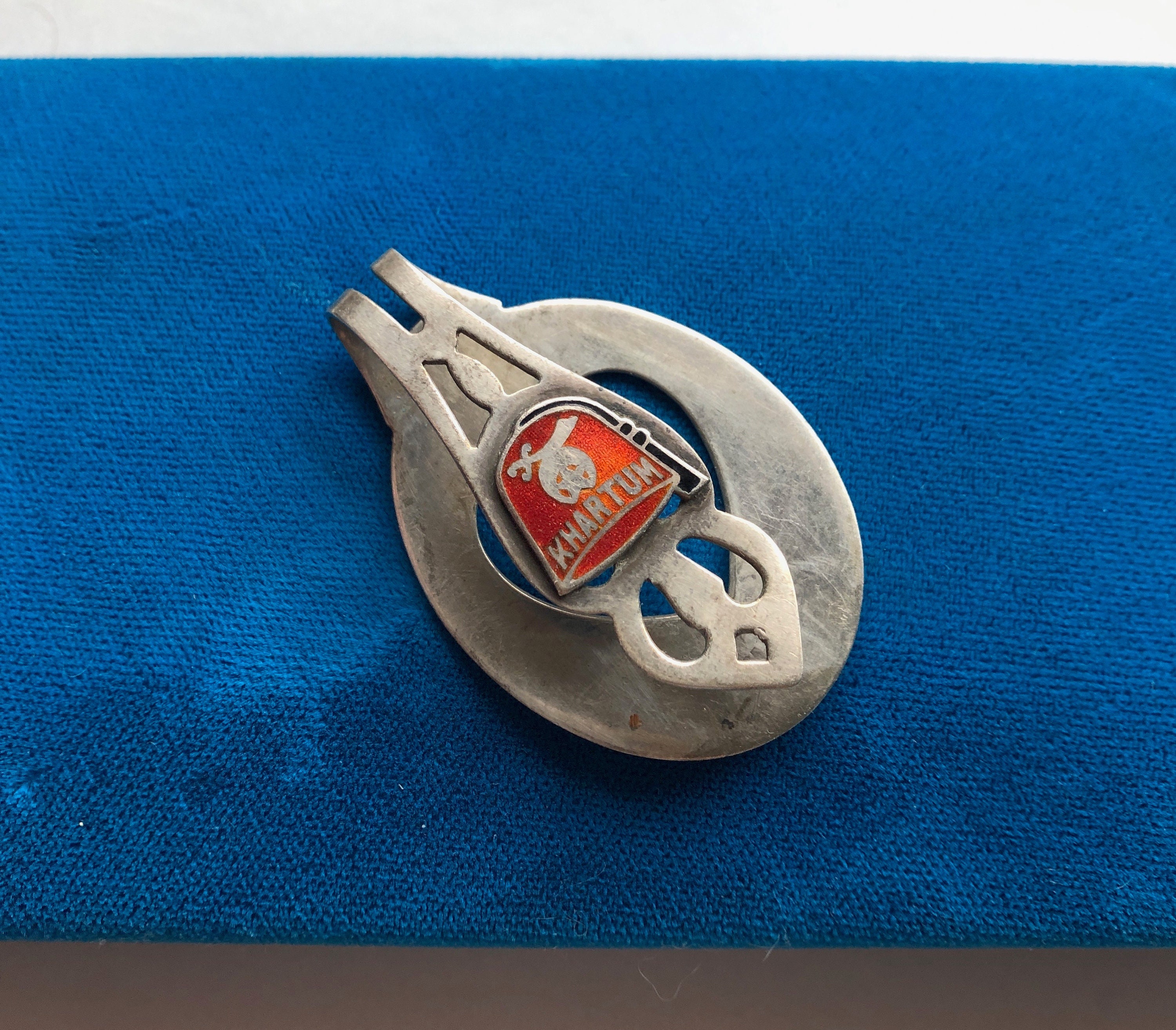Antique Arts and Crafts Khartoum Sterling Silver & Enamel Money Clip