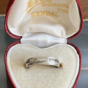 Vintage 1940s 14K White Gold Ladies Diamond Wedding Anniversary Stacking Ring Band