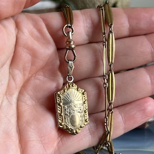 Antique Art Deco 10K Gold Filled Photo Locket Pendant