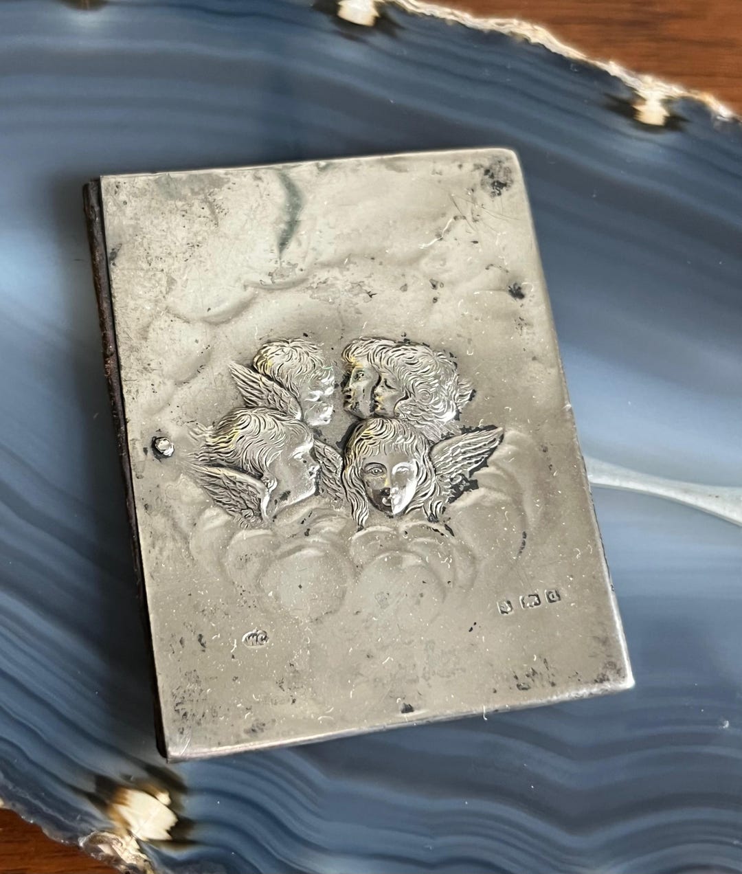 Repousse Book Antique 1903 Repousse Cherubs Angels Sterling Silver Tiny Book Cover ...