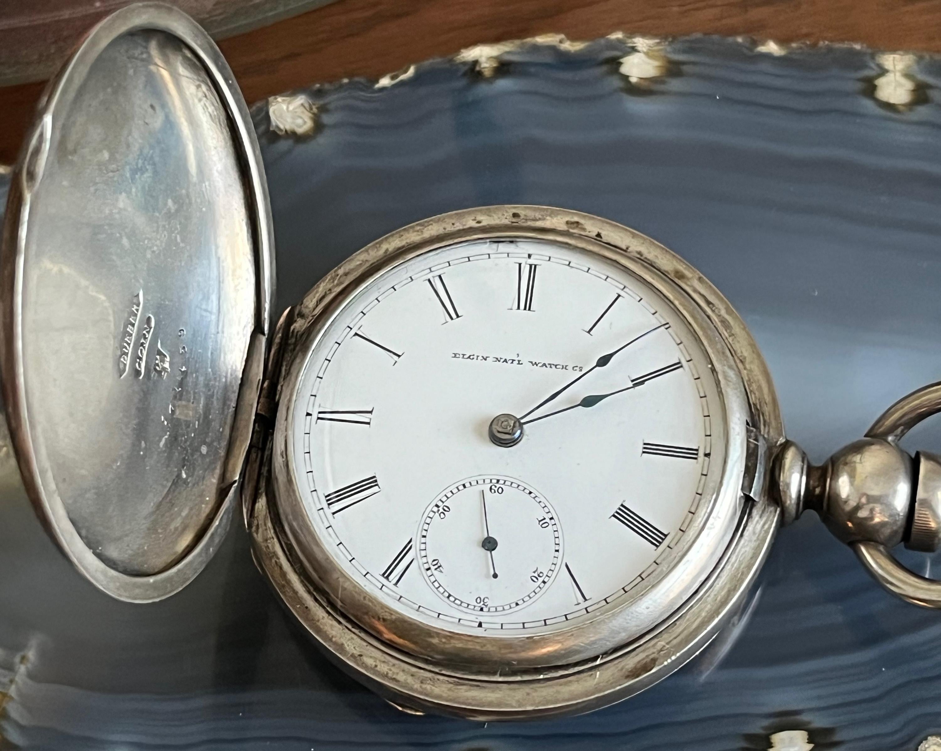 Antique 1884 Elgin 18s 7j Dueber Coin Silver Full Hunter Pocket Watch