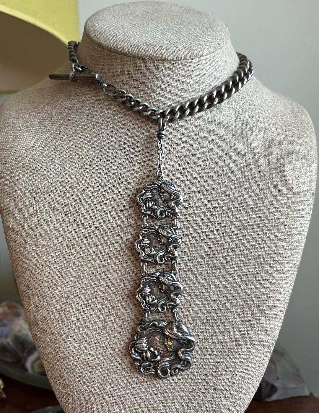 Antique Victorian Art Nouveau Sterling Silver Fob Pendant for Watch ...