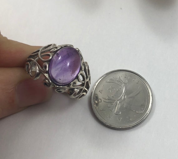 Beautiful Large Cabochon Amethyst in Sterling Sil… - image 9
