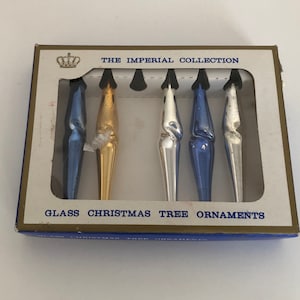 Vintage set kleine kwikglas ijspegel traan twist kerstboomversieringen