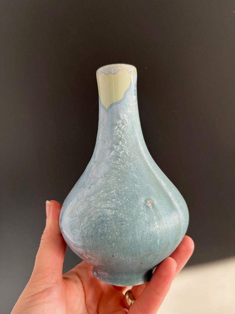 Vintage Studio Pottery Porcelain Blue Crystalline Glaze Bud Vase - Etsy