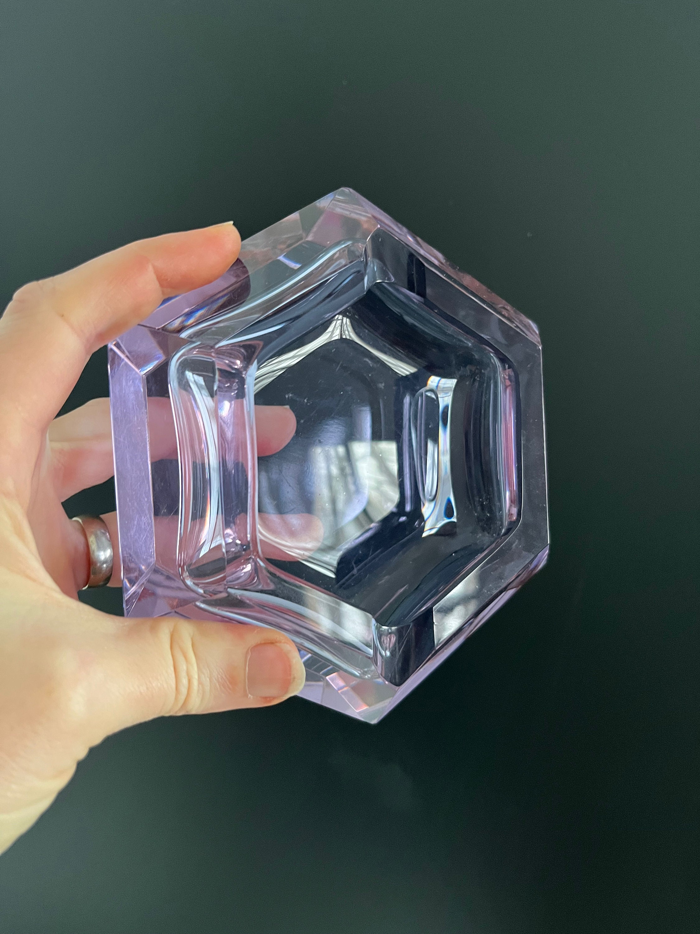 Vintage Art Deco Czech Moser Alexandrite Neodymium Glass Ashtray
