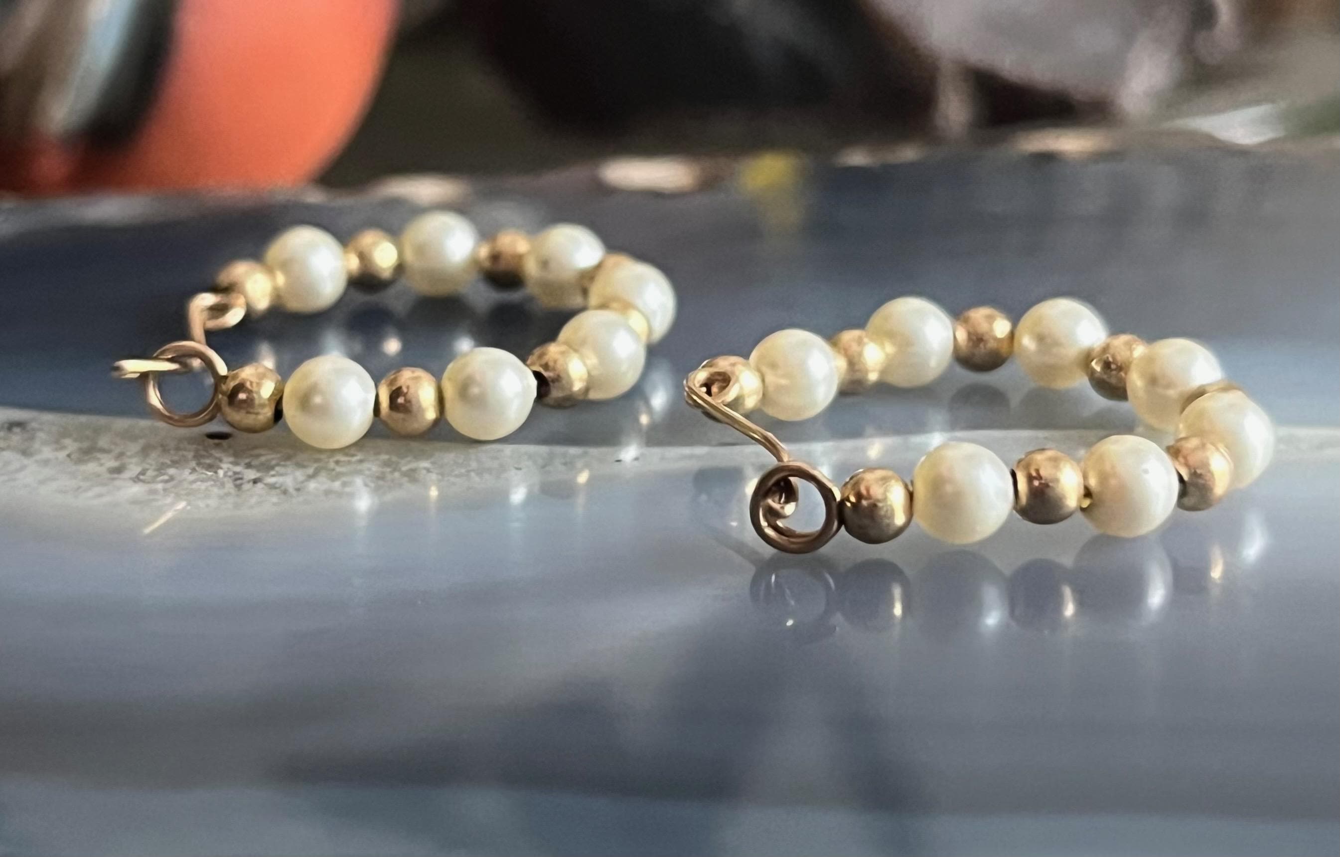 Orecchini A Cerchio Vintage Con Perle Finte | Gioielli Eleganti Per Donna E Ragazza, Perline Dorate E Perle Finte - 5