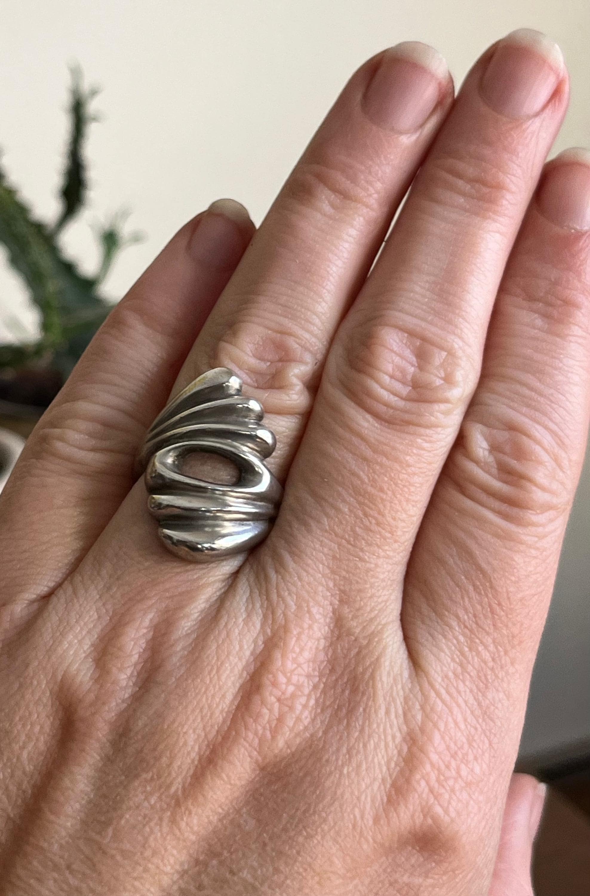 Vintage Mexican Solid Sterling Silver TL 44 Modernist Boho