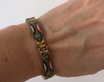 Bracelet Enfant Micro-mosaïque Italie Début 1900 - Murano - Montage Laiton - Vintage