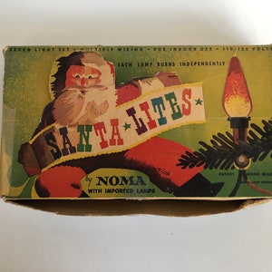 Working Vintage Noma Santa Lites Lights 7 Lights Christmas Tree
