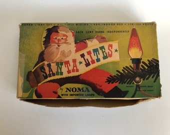 Working Vintage Noma Santa Lites Lights 7 Lights Christmas Tree
