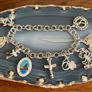 Vintage Sterling Silver Charm Bracelet with 9 Charms