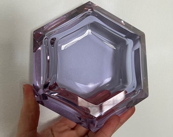 Vintage Art Deco Czech Moser Alexandrite Neodymium Glass Ashtray
