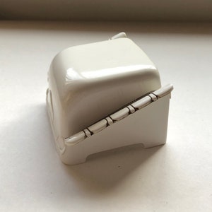 Vintage Art Deco weiße Zelluloid-rosa Samt-Innenraum-Braut-Set-Geschenk-Ausstellungs-Verlobungs-Vorschlags-Ring-Kasten Bild 4