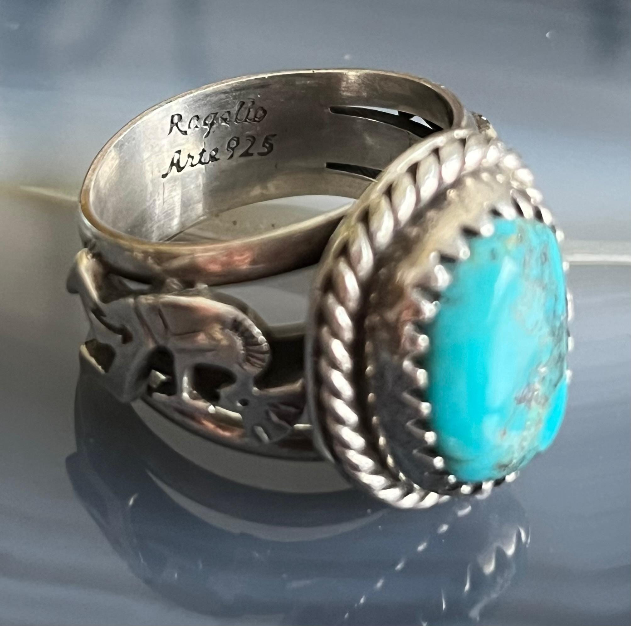 Vintage Large Native American Navajo Sterling Silver Turquoise