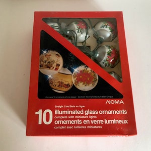 Vintage Working Noma Illuminated Glass Ornaments Christmas Tree Lights Poinsettia