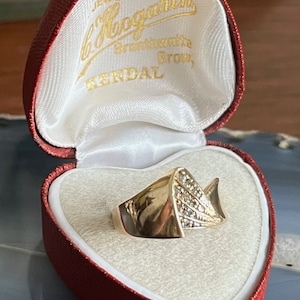 Vintage 1970s 14K Gold Mid Century Modern Modernist Diamond Statement Ring Mens or Ladies