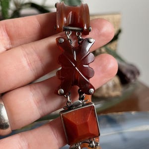 Antique Victorian Scottish Carnelian Agate Silver Link Bracelet