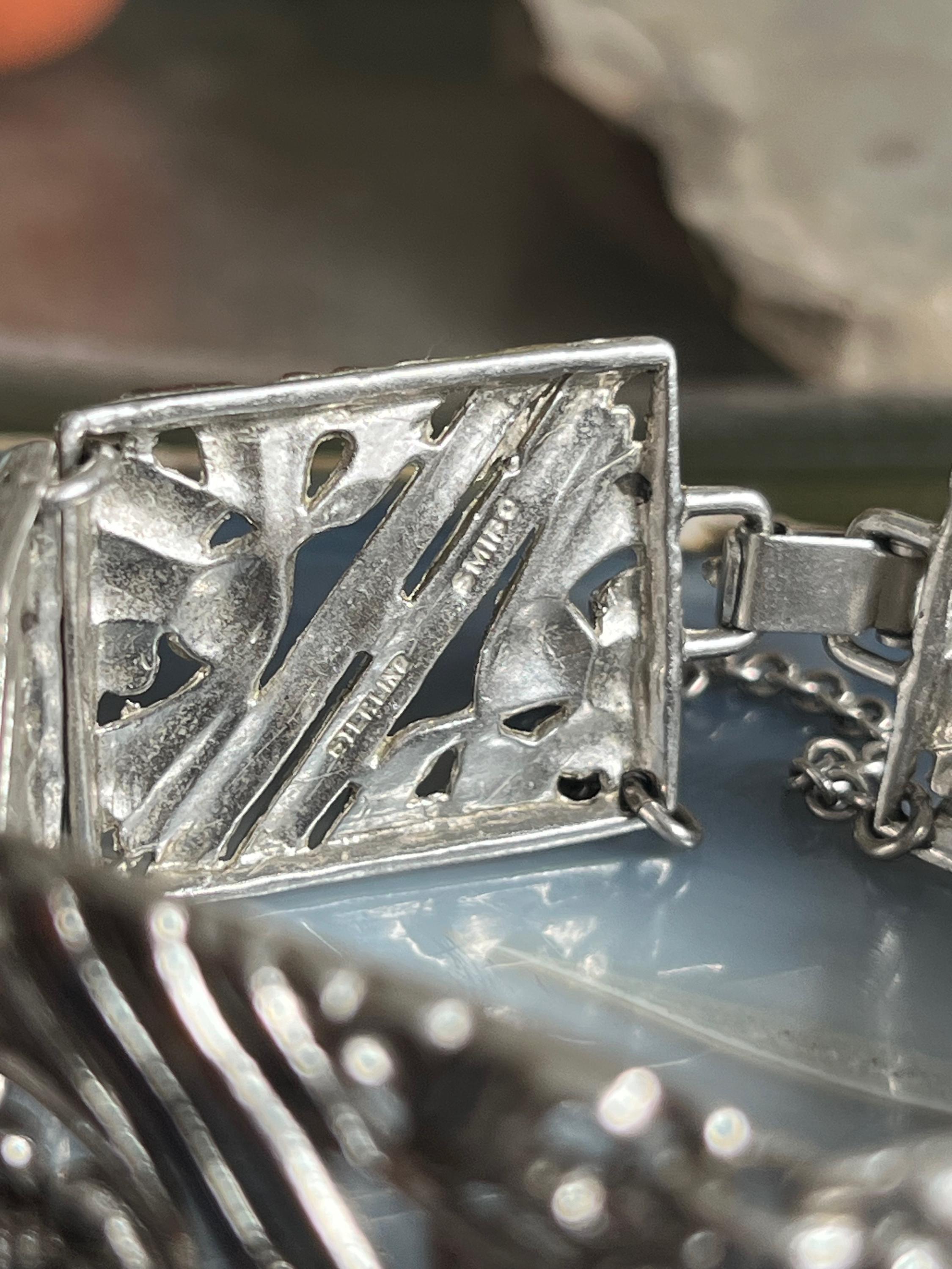 Vintage Art Deco Sterling Silver Floral Panel Bracelet - Etsy