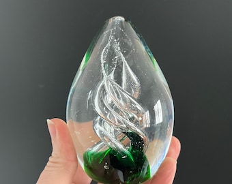 ヴィンテージ　ガラス　卵形　ペーパーウェイト　インテリア ヴィンテージ クリア バブル 卵型ガラス ペーパーウェイト 6 インチ