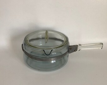 Sauce Pan by Corning Ware with Stainless Steel and Clear Glass 1.5 Quart On Sale Pyrex Flameware