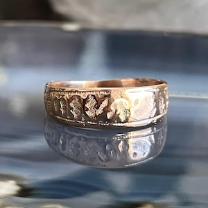 Antique Eatons 10K Rose Gold Patterned Mizpah Stacking Band Ring