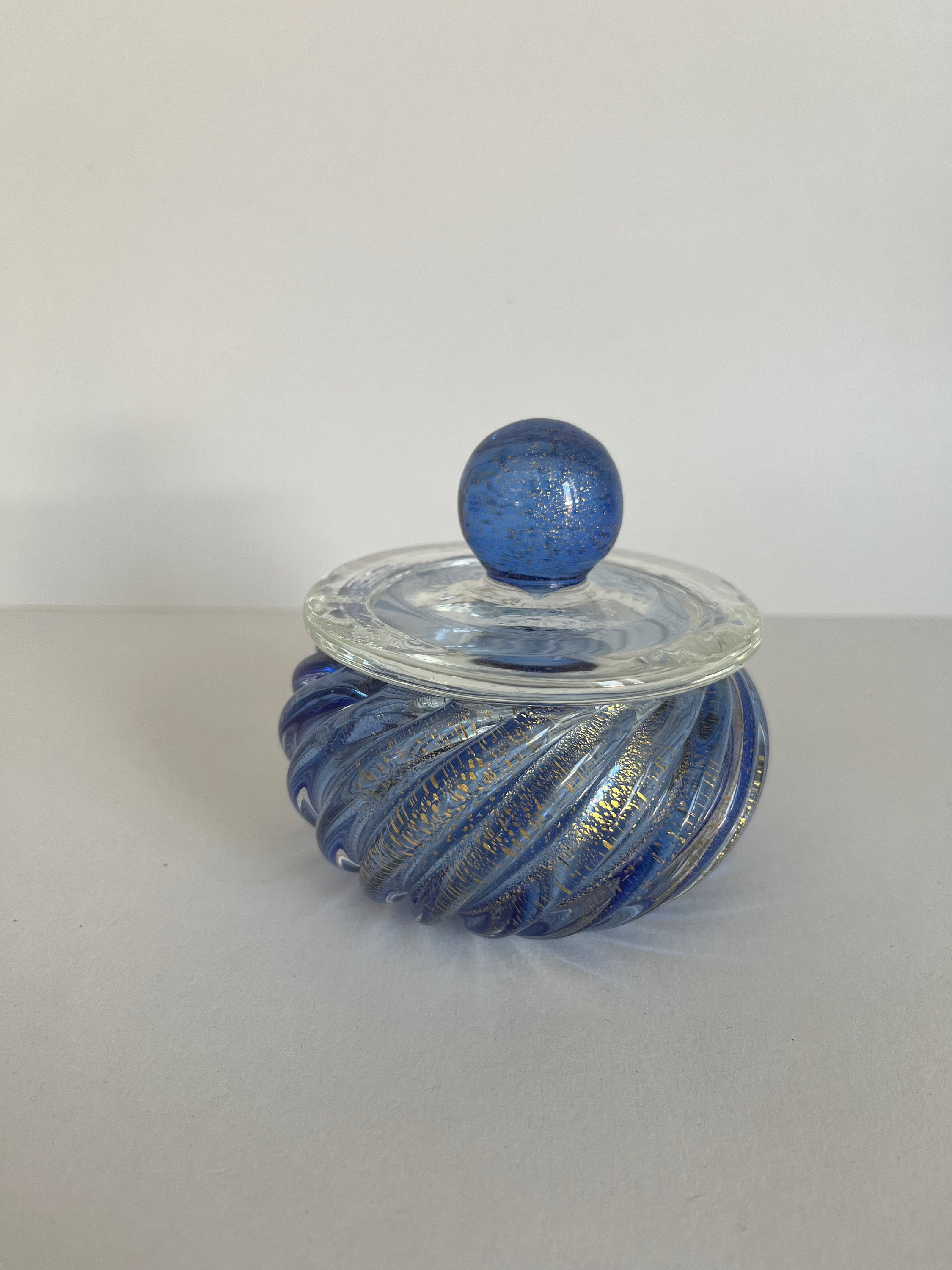 Vintage Mid Century Murano Archimede Seguso Cobalt Blue and Gold