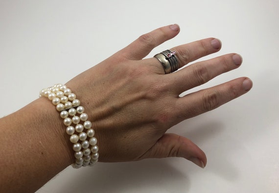MAGNIFICENT VINTAGE SIGNED MIRIAM HASKELL 3-STRAND PEARL CRYSTALS WRAP  BRACELET | eBay