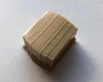 Vintage Art Deco Creme Geprägte Celluloid Rot Interior Single Slot Verlobungsvorschlag Hochzeitsgeschenk Ring Box