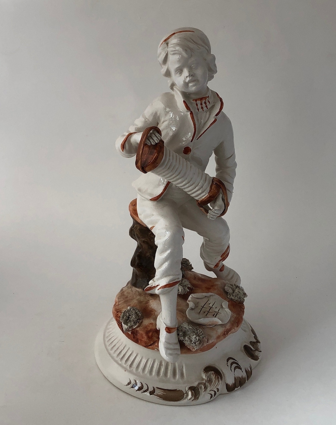 Large Vintage Ceramic Capodimonte Accordian Boy Figurine - Etsy