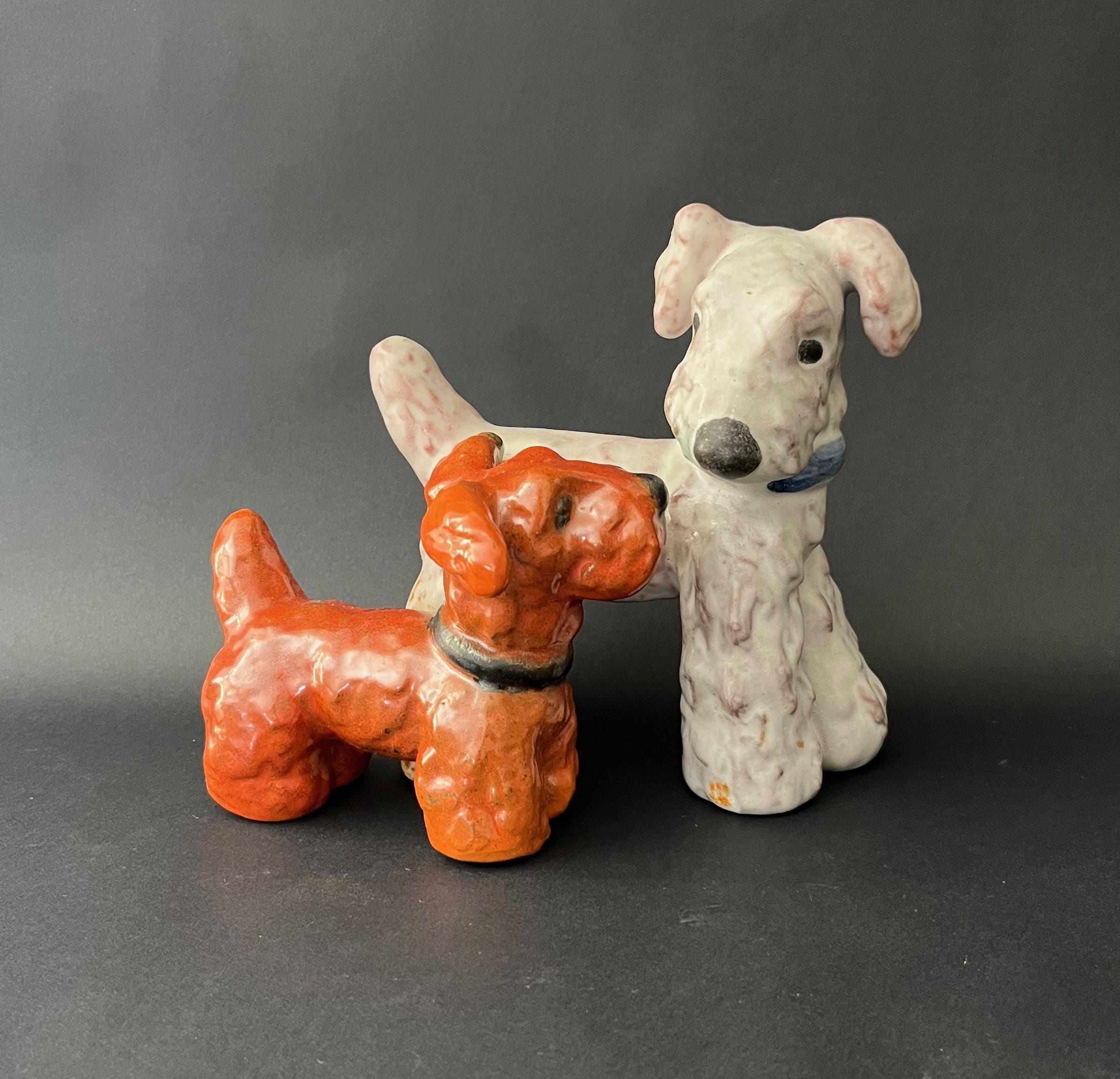 Art Deco Czech Czechoslovakia Keramia Znojmo Ceramic Terrier Dogs