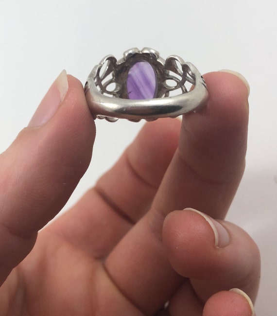 Beautiful Large Cabochon Amethyst in Sterling Sil… - image 6