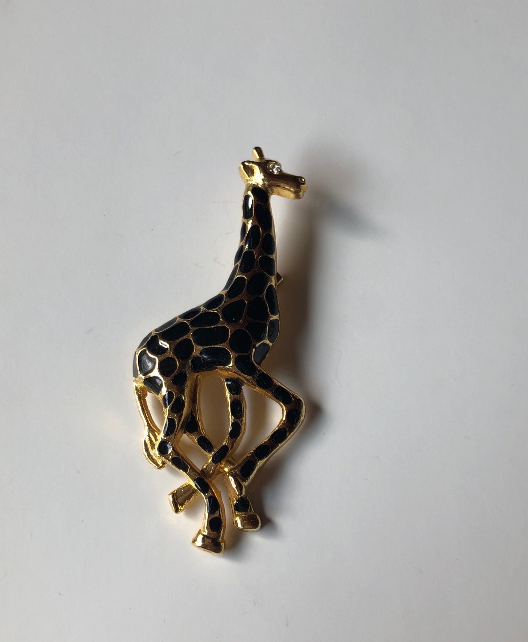 Broche Vintage émail Et Strass Pour Sac - Occasion - Bijou Rétro