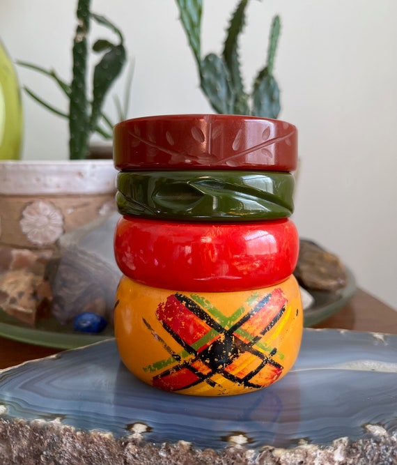 CHOICE Bold Bakelite Stacking Bangle Bracelets - image 1