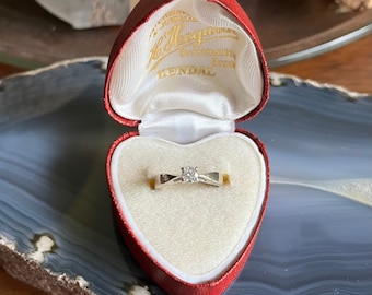 Vintage 14 kt witgouden .32 karaat diamanten solitaire verlovingsring