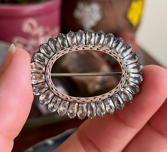 Antique Georgian Sterling Silver Paste Diamond Ov… - image 2