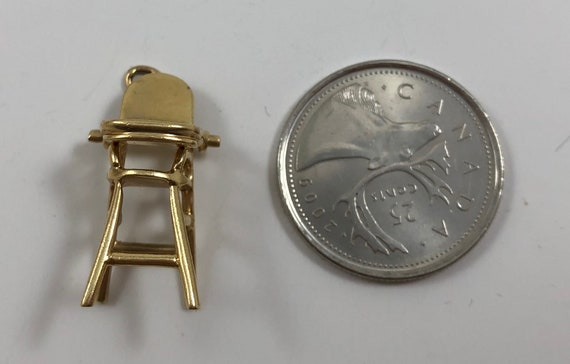 Vintage 1950s 14k Gold Baby High Chair Charm With Moving Parts For Charm Bracelet Or Pendant - 