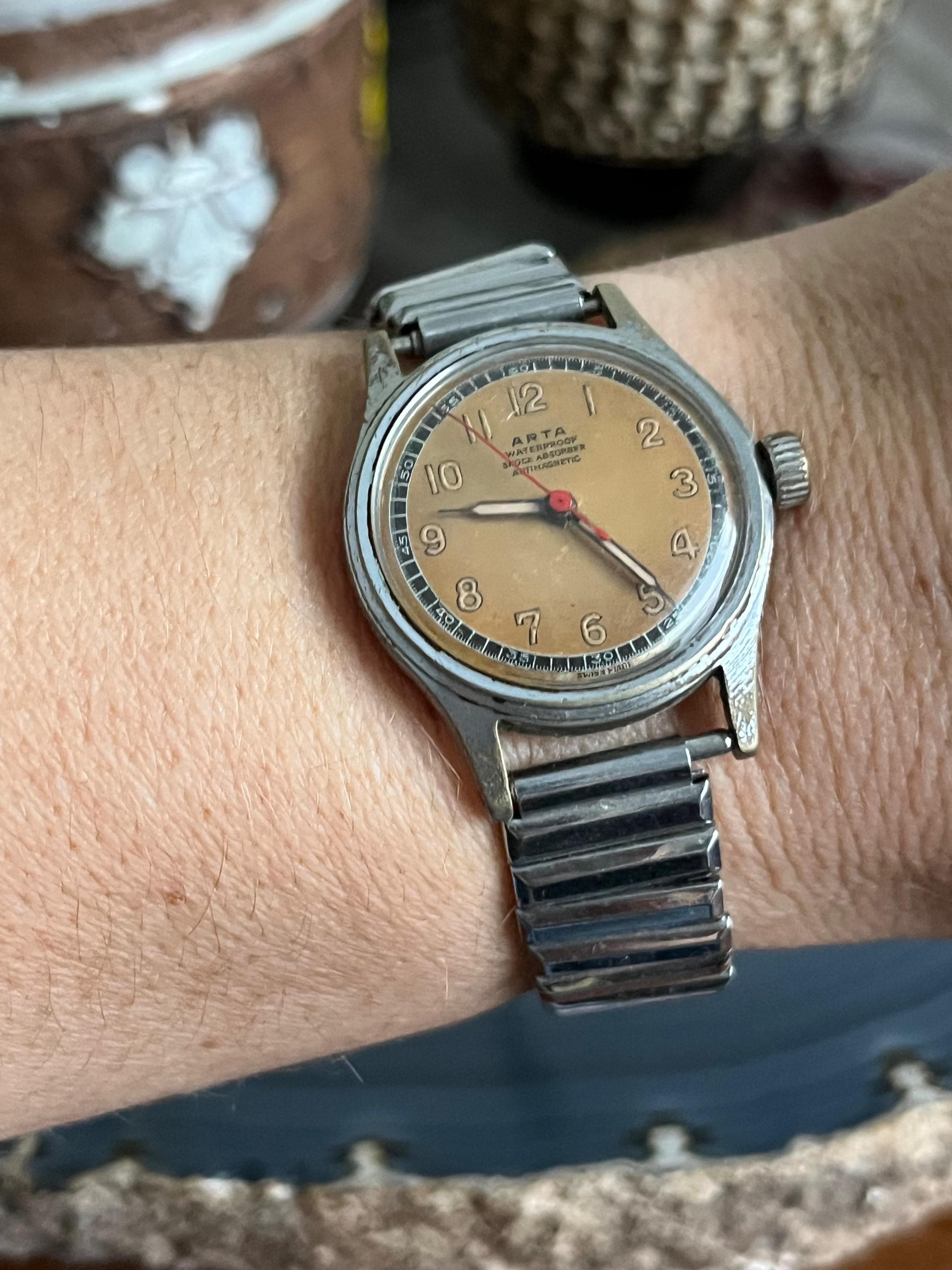 Vintage WW2 Era 1940s ARTA Shockabsorber Military Winding Wrist