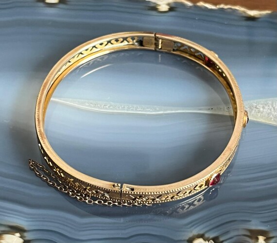 Antique Victorian Gold Filled Paste Ruby Small Ch… - image 5