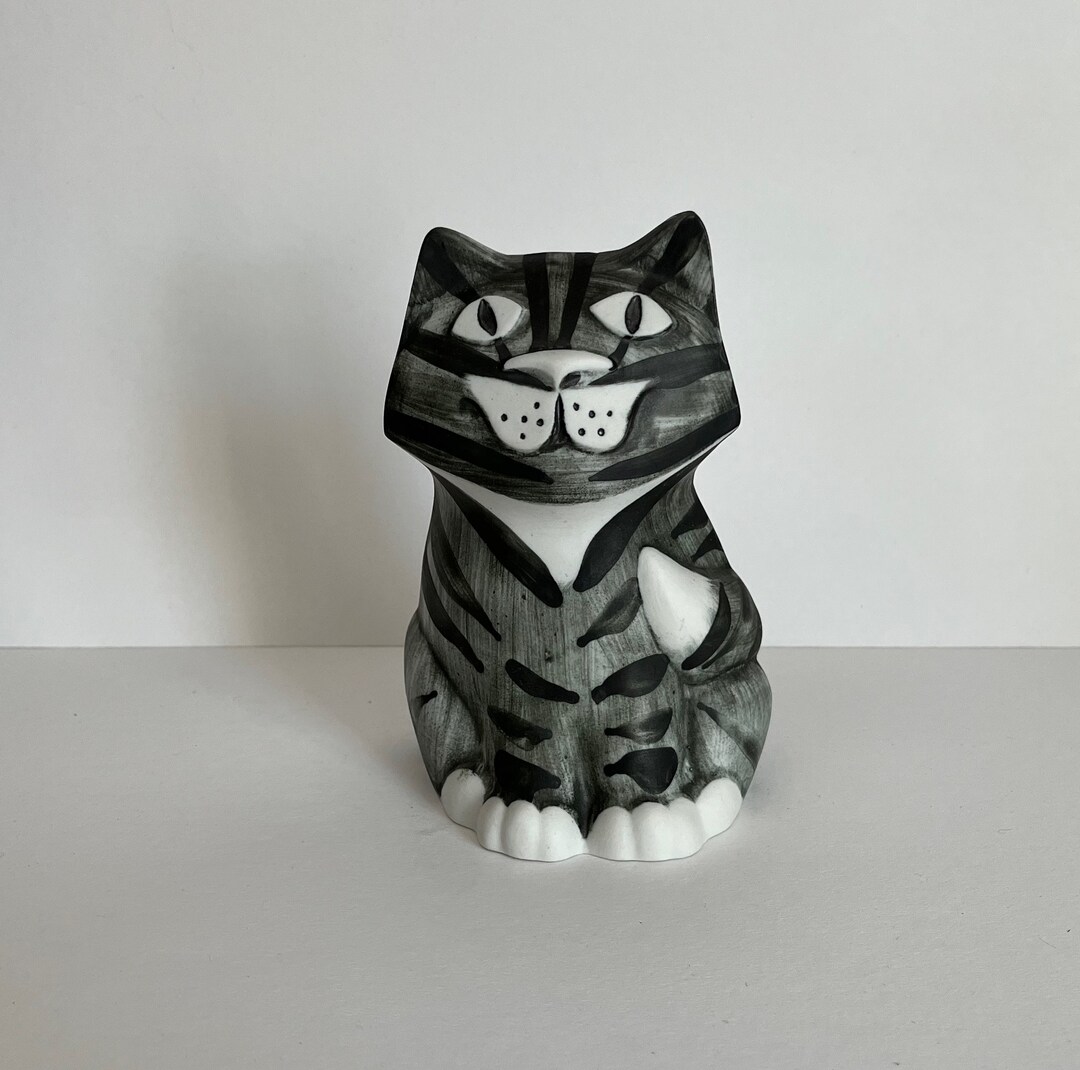 Vintage Dalton Scotland Studio Ceramic Pottery Grey Tabby Cat Vase Etsy