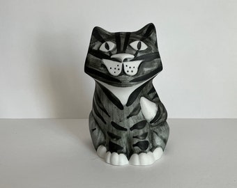 Vintage Dalton Scotland Studio Ceramic Pottery Grey Tabby Cat Vase