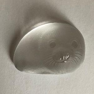 Vintage Mid Century Modern Art Glass Sea Lion Seal Paperweight Figurine Lead Crystal Sculpture Mats Jonasson Maleras Glassworks Sweden