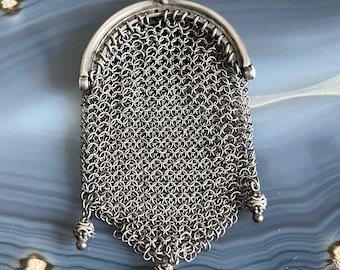 Antique Victorian Chatelaine Pendant 900 Silver Coin Purse