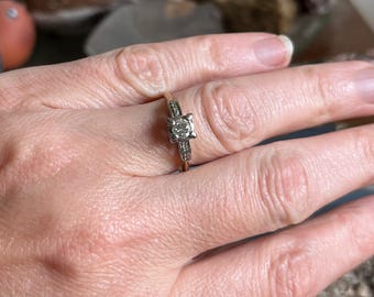 Vintage art-deco verlovingsring 14 kt goud en diamant