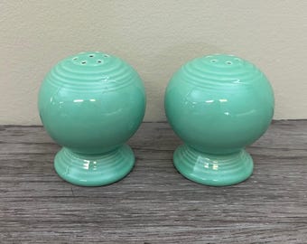 Vintage Light Green HLC Homer Laughlin Fiesta Ware Salt and Pepper Shakers