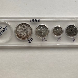 Vintage 1941 Canadian 80% Silver Coin Set