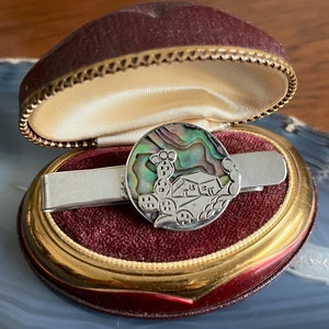 Pince à billets en ormeau du Mexique en argent sterling vintage