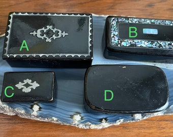 CHOICE Antique Georgian Victorian Papier Mache Snuff Boxes