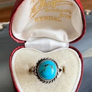 Vintage Boho Navajo Southwestern Silver Turquoise Ladies Ring