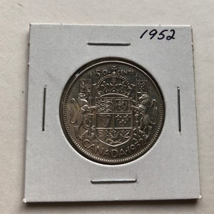 Canadese halve dollar 50 cent 80% zilveren munt 1952